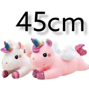 Unicornio hechados rosa y blanco de 45cm