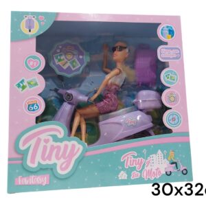 MUÑECA TINY C/MOTO Y CASCO
