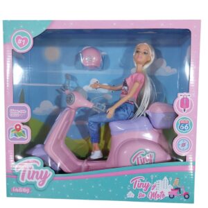 MUÑECA TINY SU MOTO CON CASCO