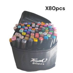 MARCADOR DOBLE PUNTA BOLSA NEGRO X80PCS