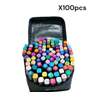 MARCADOR DOBLE PUNTA BOLSA NEGRO X100PCS
