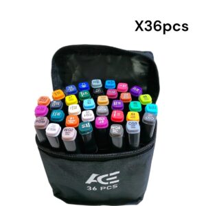 MARCADOR DOBLE PUNTA BOLSA NEGRO 36PCS