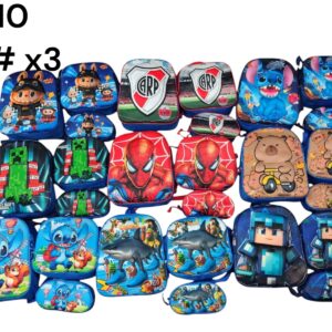 MOCHILA 3D 12* C/LUNCHERA CARTUCHERA 1CIERRE PERSONAJE NENE C-10