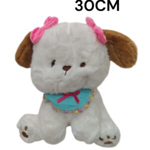 PELUCHE PERRITO CON BABERO AZUL 30CM