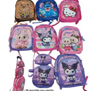MOCHILA CON CARRITO Y LUNCHERA Y CARTUCHERA NENA  C-26