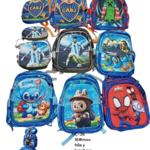 MOCHILA CON CARRITO Y LUNCHERA Y CARTUCHERA NENE C-26