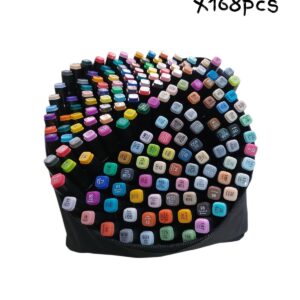 MARCADOR DOBLE PUNTA BOLSA NEGRO X168PCS