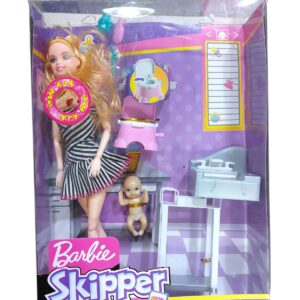 MUÑECA BARBIE PEDIATRA C/PELELE Y BEBÉ (034)