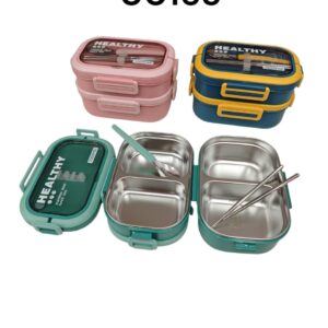 LONCHERA PORTATIL ACERO INOXIDABLE2PISOS CUBIERTOS 00165 1.65L