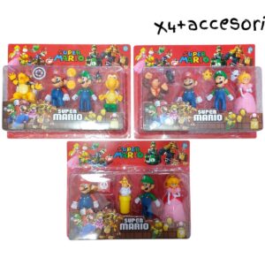 SUPER MARIO X4PCS C/ ACCESORIOS