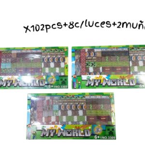 CUBO MAGNETICO DE MINECRAFT X102PCS+8C/LUZ+2MUÑECOS (3305)