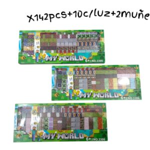 CUBO MAGNETICO DE MINECRAFT X142PCS+10C/LUZ+2MUÑECOS (3306)