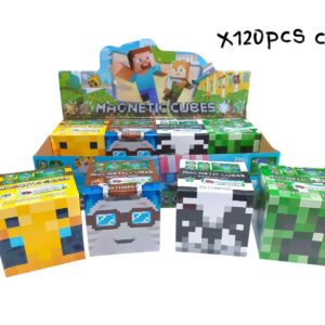 CUBO MAGNETICO DE MINECRAFT X96PCS+4CUBOC/LUZ+2MUÑECOS